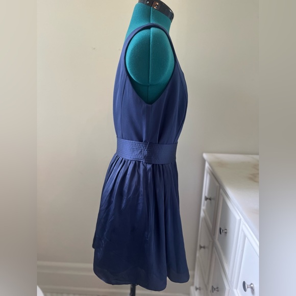 Vera Wang White One Shoulder Dress (Blue, US 12) - Picture 3 of 3